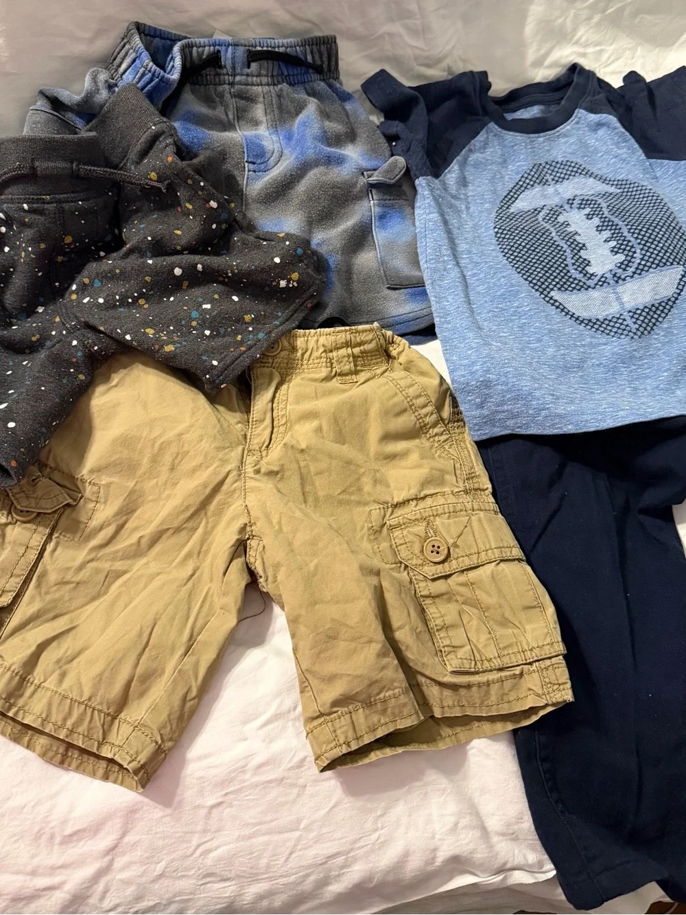 Kids Casual Mix - Blue Football Tee & Khaki Cargo Shorts